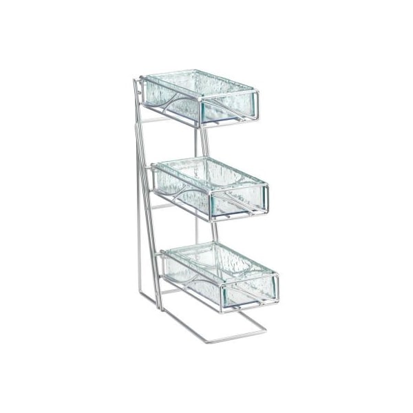Cal Mil Plastics Cal-Mil 3 Tier Flatware Display With Bamboo Bins 5-1/4"W x 14"D x 18"H Silver - 1235-39-60