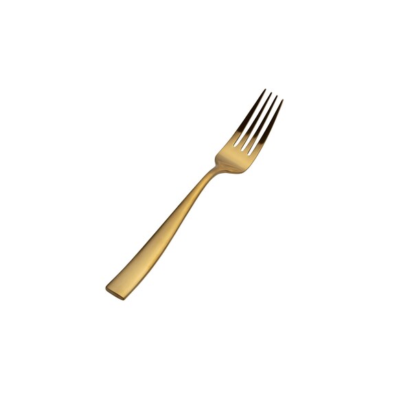 Bon Chef Manhattan, Dinner Fork, Euro, Solid Handle, Matte Finish, 18/10, 8.38" - Gold Matte , set of 12 - S3017GM