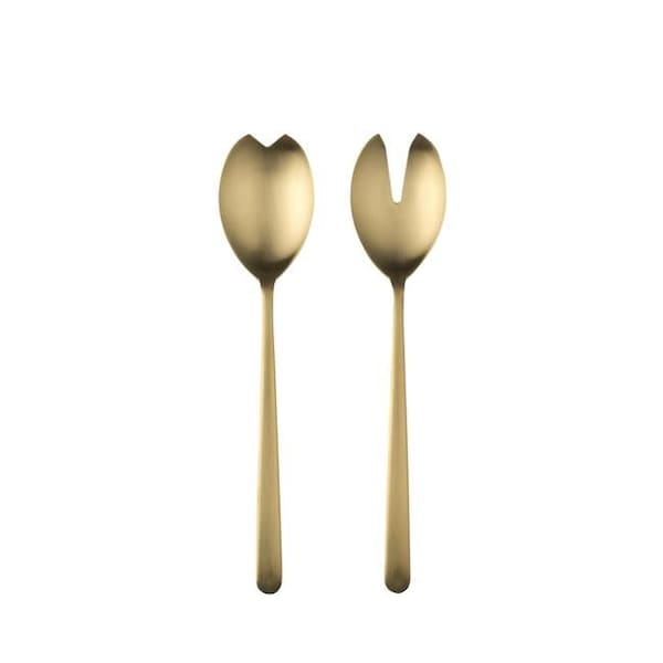 Mepra Mepra 108122122 Salad Servers Fork & Spoon - Linea Ice Oro - 108122122