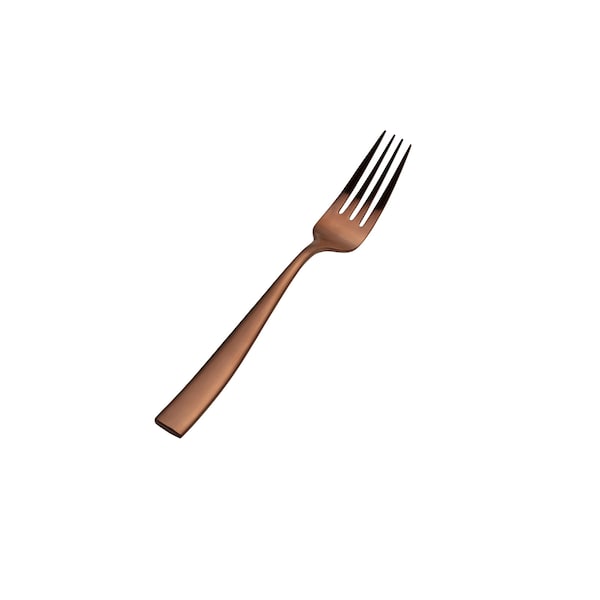 Bon Chef Manhattan, Dinner Fork, Euro, Solid Handle, Matte Finish, 18/10, 8.38" - Rose Gold Matte , set of 12 - S3017RGM