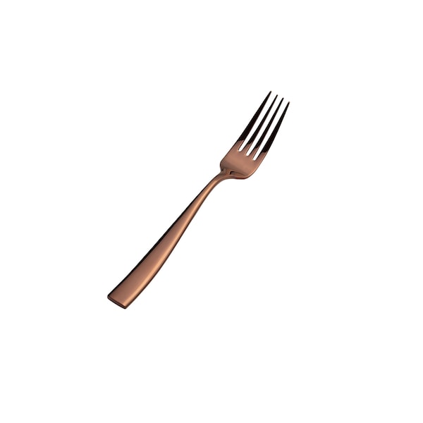 Bon Chef Manhattan, Dinner Fork, Euro, Solid Handle, Mirror Finish, 18/10, 8.38" - Rose Gold , set of 12 - S3017RG