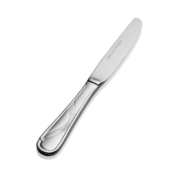 Bon Chef Wave, Butter Knife, Euro, Solid Handle, Mirror Finish, 13/0, 7" , set of 12 - S2217