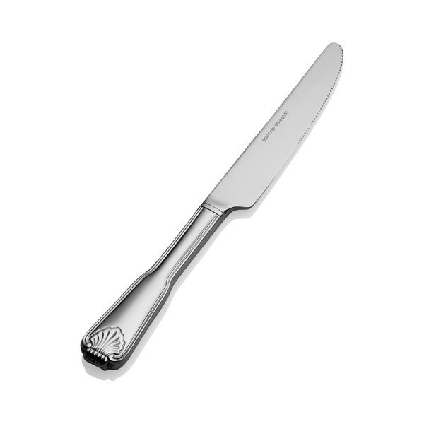 Bon Chef Shell, Dinner Knife, Euro, Solid Handle, Mirror Finish, 13/0, 9.88" , set of 12 - S2012