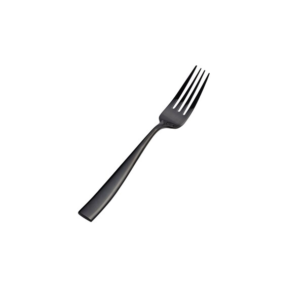 Bon Chef Manhattan, Dinner Fork, Euro, Solid Handle, Mirror Finish, 18/10, 8.38" - Black , set of 12 - S3017B