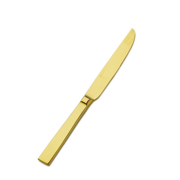 Bon Chef Roman, Dessert Knife, Solid Handle, Mirror Finish, 13/0, 8.5" - Gold , set of 12 - S3718G