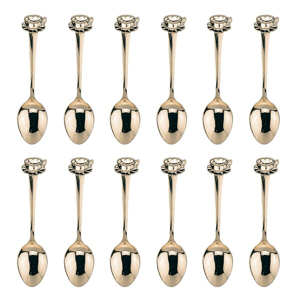 Hic Kitchen Fino Spoon Demi Cup/Saucer Gold Plate 12Pc - 555G/12