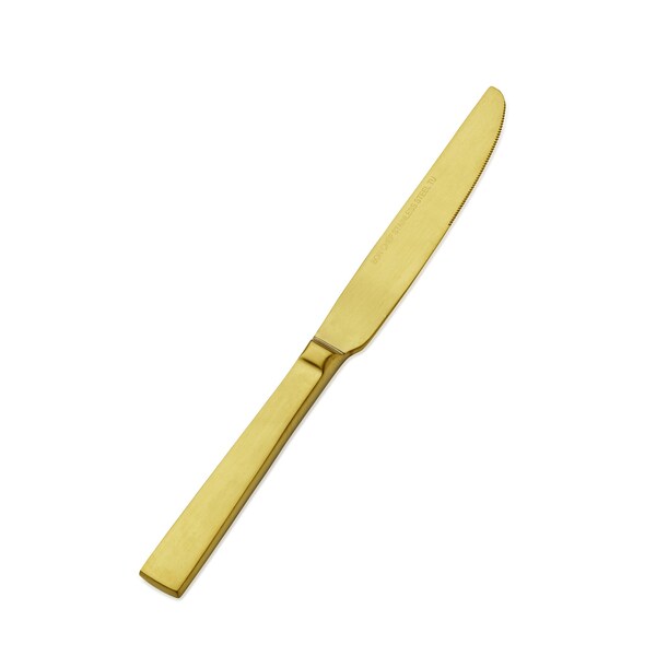 Bon Chef Roman, Dessert Knife, Solid Handle, Matte Finish, 13/0, 8.5" - Gold Matte , set of 12 - S3718GM