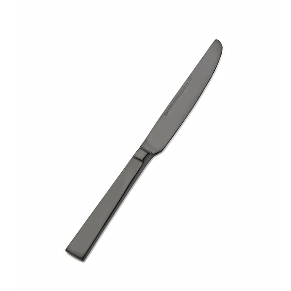 Bon Chef Roman, Dessert Knife, Solid Handle, Mirror Finish, 13/0, 8.5" - Black , set of 12 - S3718B