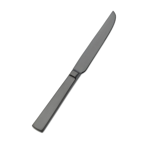 Bon Chef Roman, Dinner Knife, Euro, Solid Handle, Matte Finish, 13/0, 9.38" - Black Matte , set of 12 - S3712BM