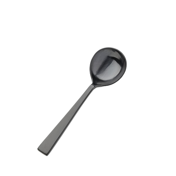 Bon Chef Roman, Round Soup Soon, Matte Finish, 18/10, 6.63" - Black Matte , set of 12 - S3722BM