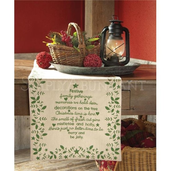 Heritage Lace Heritage Lace CT-1360NG Christmas Time 13 x 60 in. Runner - Natural & Green - CT-1360NG