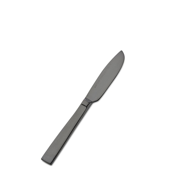 Bon Chef Roman, Butter Spreader, Flat Handle, Mirror Finish, 13/0, 6.88" - Black , set of 12 - S3713B