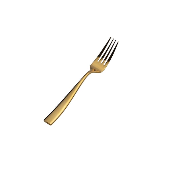 Bon Chef Manhattan, Dinner Fork, Euro, Solid Handle, Mirror Finish, 18/10, 8.38" - Gold , set of 12 - S3017G