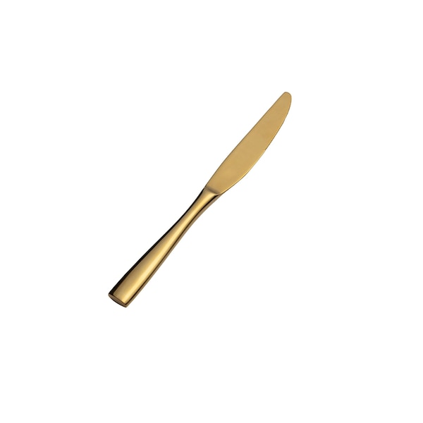 Bon Chef Manhattan, Dinner Knife, Solid Handle, Mirror Finish, 13/0, 9" - Gold , set of 12 - S3011G