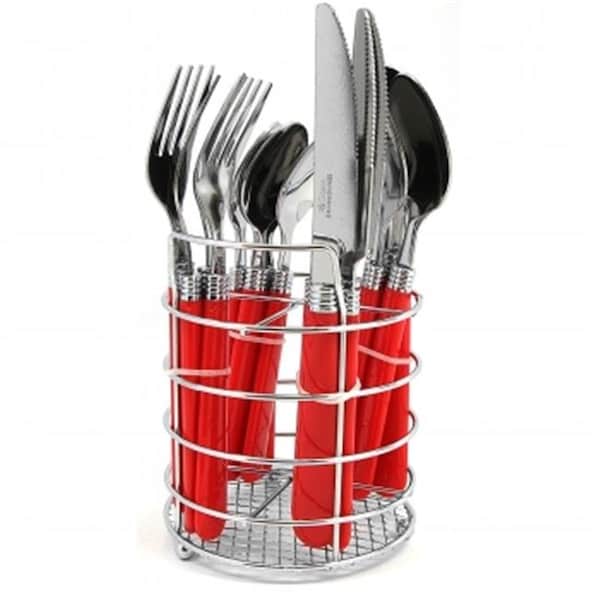 Gibson Gibson 53529.16 Sensations II Plastic Handle Flatware; Red - 16 Piece - 53529.16