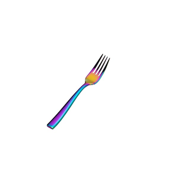 Bon Chef Manhattan, Salad/Dessert Fork, Mirror Finish, 18/10, 6.75" - Rainbow , set of 12 - S3007RB