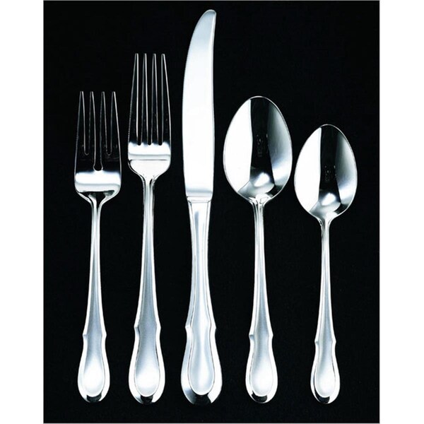 Fastfood Celine Platinum 5 Piece Place Setting - 18-10 Stainless Steel - Platinum Accent - FA2583122