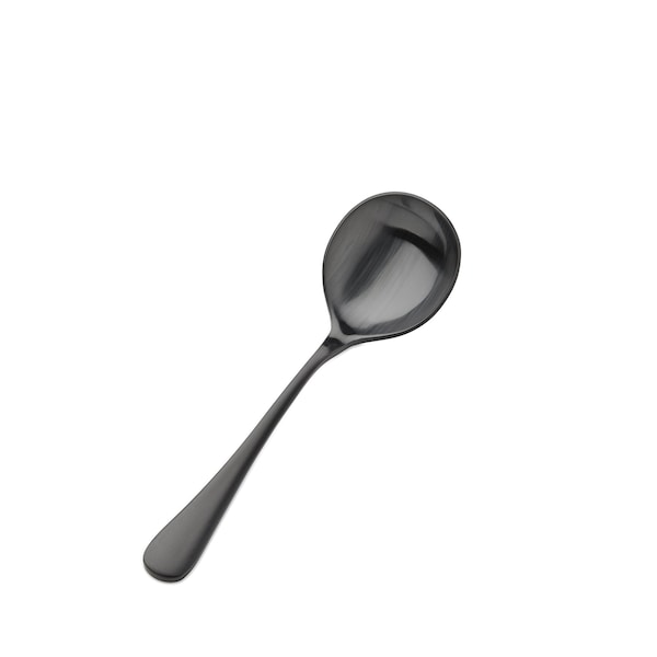 Bon Chef Como, Bouillon Spoon, Satin Finish, 18/10, 6.38" - Black Matte , set of 12 - S4101BM