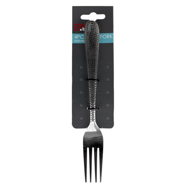 Hds Trading Hammered Stainless Steel Dinner Forks, Silver, 4PK - ZOR95970