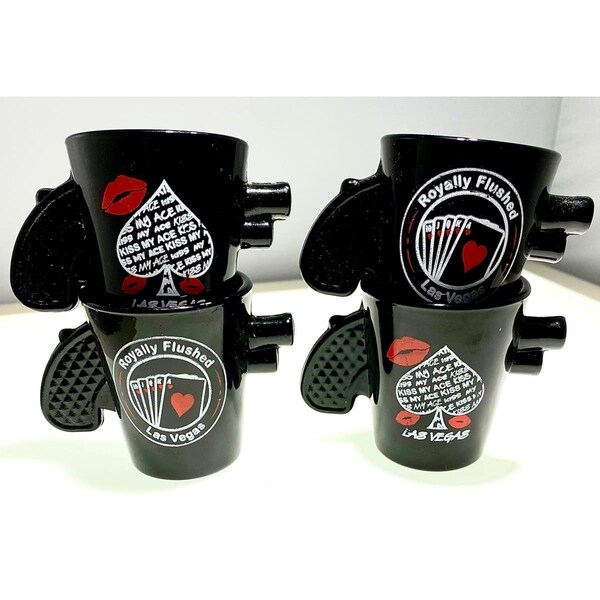 Germ Free Games Casino Gun Shot Glass Sets with Ceramic, 4PK - SF-SHOT8