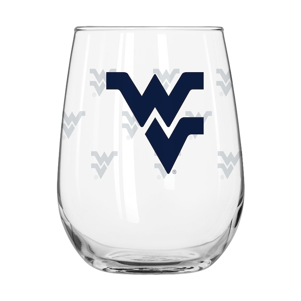 Logo Brands West Virginia 16oz Satin Etch Curved Beverage Glass - 239-G16CB-10