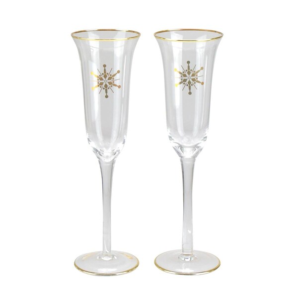 Avon Protection 9.25 in. Golden Snowflake Champagne Glass - Set of 2 - 33537600