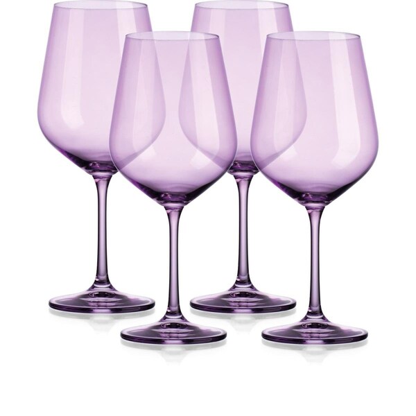 Homeroots Translucent Large Wine Glasses, Purple - Set of 4 - 485156