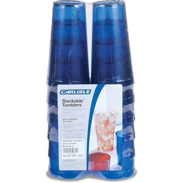 Carlisle Foodservice SAN Tumbler, 20 oz., 12/Pack, Royal Blu, PK6 - 5220-8247