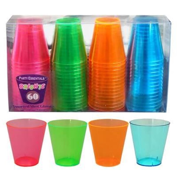 True Fabrications 2 oz. Neon Shot Glasses - Pack of 10 - 1482