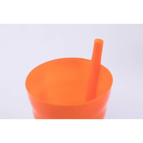 Basicwise 10 OZ Reusable Plastic Cups with Straw Blue, Pink, Green, and Orange, PK 4 - QI003474S.4