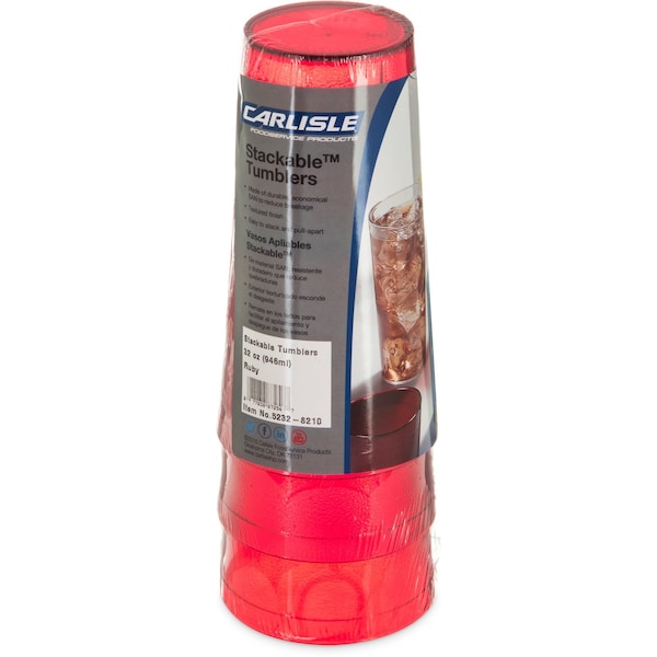 Carlisle Foodservice SAN Tumbler, 32 oz., 6/Pack, Ruby, PK4 - 5232-8210