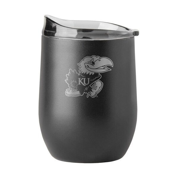 Logo Brands Kansas 16oz Black Etch Powder Coat Curved Bev - 157-S16PB-BLK-9