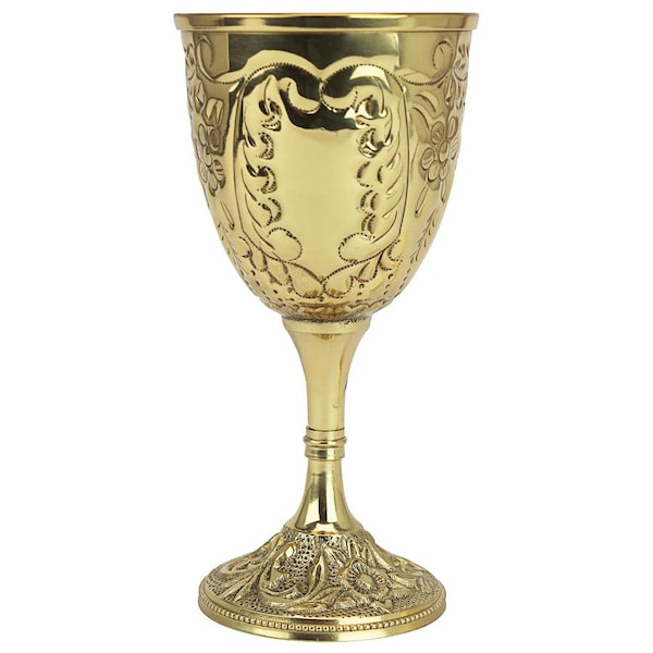 Design Toscano The King's Royal Chalice Embossed Brass Goblets, PK 2 - TV98004