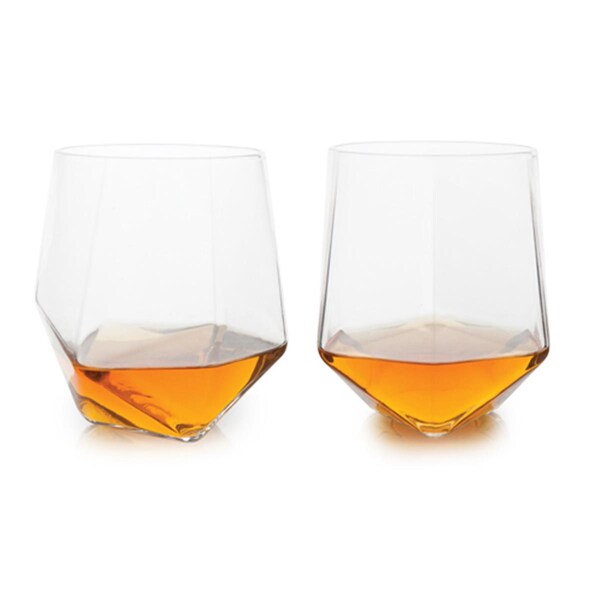 Viski Seneca Faceted Crystal Tumblers, Clear, 2PK - 4343