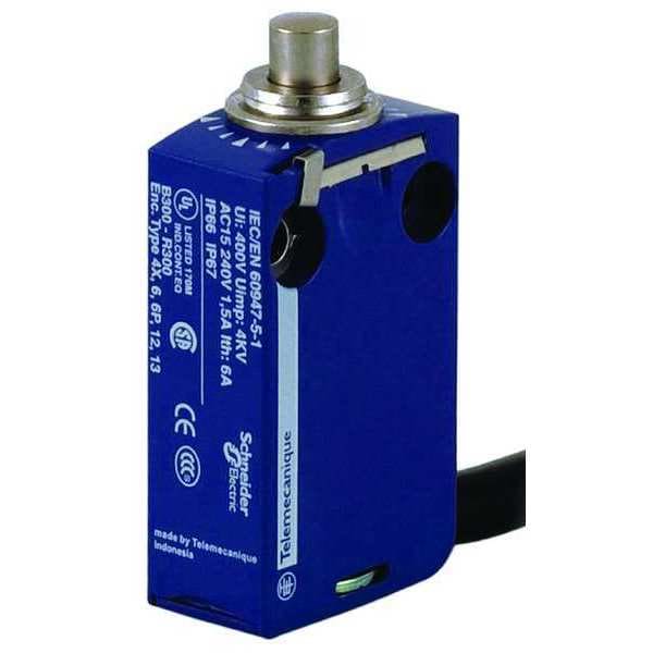 Interruptor de límite Telemecanique Sensors, Émbolo, 1NC/1NO, 6A @ 240V AC, Ubicación del actuador: Superior - XCMD2110L5