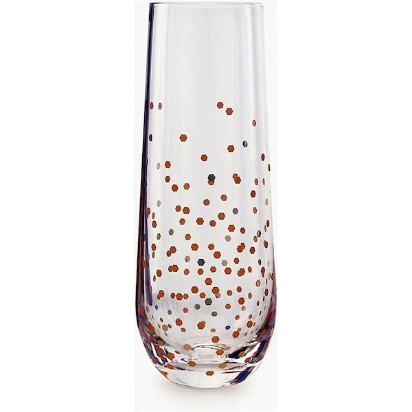 Circleware Set of 2 10.5oz Stemless Flute with Gold Confetti Decal - 77095/AM