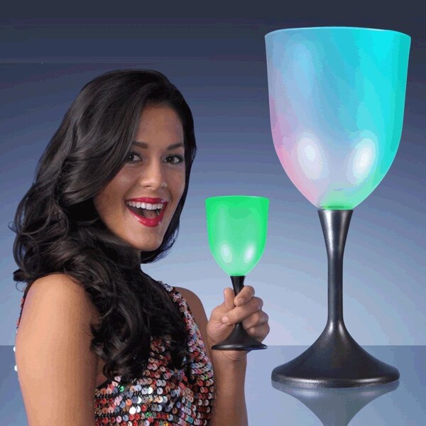 Surprise LED Frosted Wine Glass with Black Base - SU2796745