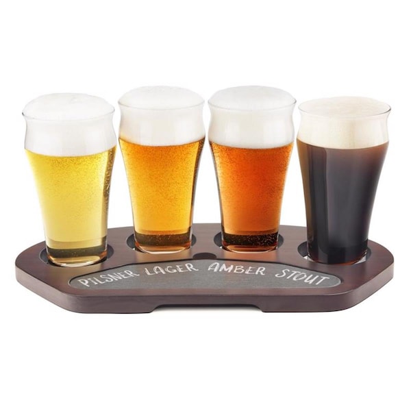 Golosinas 0.5 x 12.2 in. Glass & Wood Beer Flight Board, Clear - GO3307383