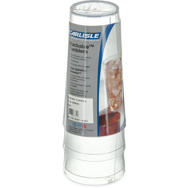 Carlisle Foodservice SAN Tumbler, 32 oz., 3/Pack, Clear, PK8 - 5232-8107