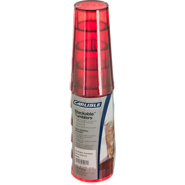 Carlisle Foodservice SAN Tumbler, 20 oz., 6/Pack, Ruby, PK12 - 5220-8110