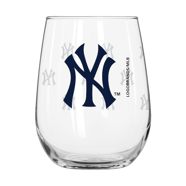 Logo Brands New York Yankees 16oz Satin Etch Curved Beverage Glass - 520-G16CB-10