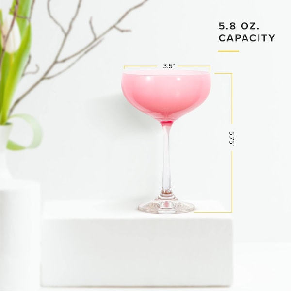 Table 12 5.8-ounce Mini Coupe Cocktail Glasses, Glass Cups Set Of 4, In Assorted Colors - TGC4C20A