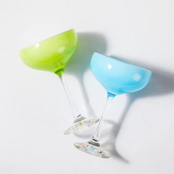 Table 12 5.8-ounce Mini Coupe Cocktail Glasses, Glass Cups Set Of 4, In Assorted Colors - TGC4C20A