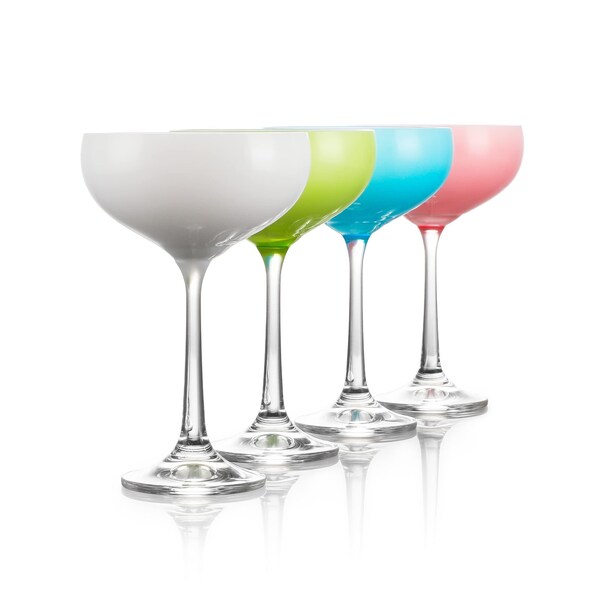 Table 12 5.8-ounce Mini Coupe Cocktail Glasses, Glass Cups Set Of 4, In Assorted Colors - TGC4C20A