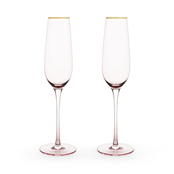 Twine 8 oz Garden Party Rose Crystal Champagne Flute Set, Pink, 2PK - 6161
