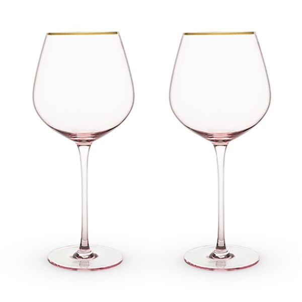 Twine 20 oz Garden Party Rose Crystal Red Wine Glass Set, Pink, 2PK - 6162