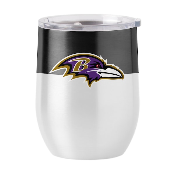 Logo Brands Baltimore Ravens Colorblock 16oz Stainless Curved Beverage - 603-S16CB-11
