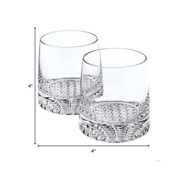 Homeroots Mouth Blown European Crystal Whiskey Set Rocks or DOF Set - 4 Piece - 376143