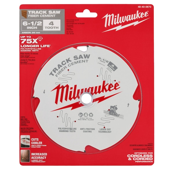 Milwaukee Tool 6-1/2 in. 4T Fiber Cement Track Saw Blade - 48-40-0670