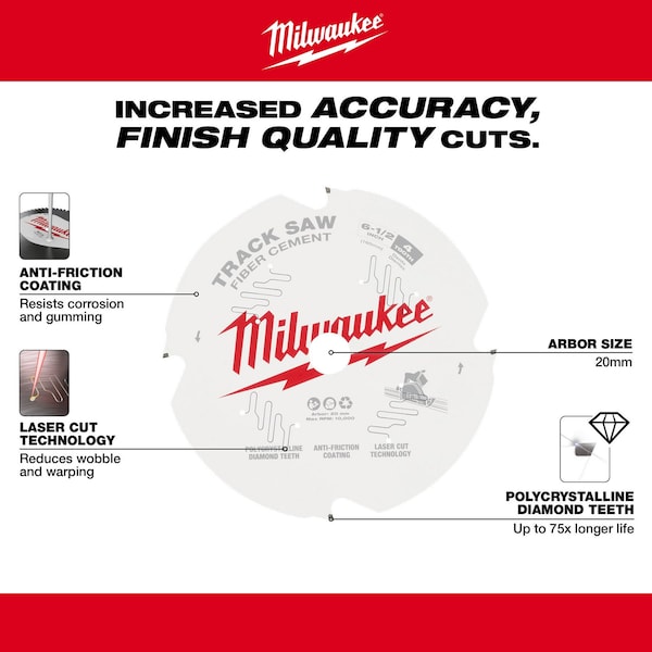 Milwaukee Tool 6-1/2 in. 4T Fiber Cement Track Saw Blade - 48-40-0670